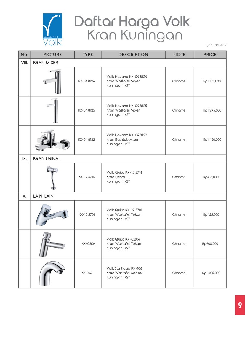 Price List Volk Vacatory